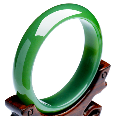 和田玉玉手镯和田玉碧玉镯子油润菠菜绿玉镯带证书多圈口可选