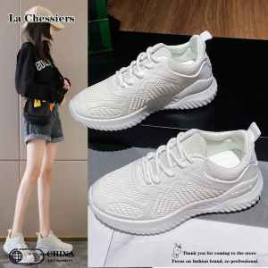 La Chessiers户外跑步鞋女2025春季新款运动鞋女飞织透气休闲百搭低帮运动休闲鞋女