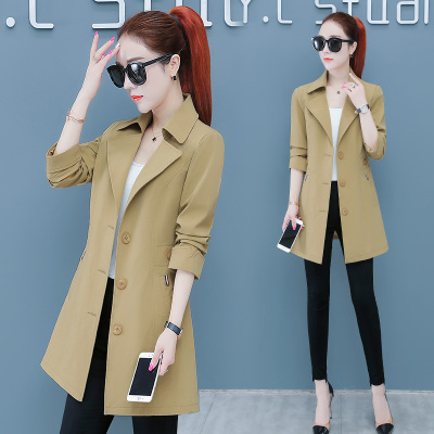FISHBASKET中长款风衣女2020年新款薄款小个子气质显瘦百搭宽松外套秋风衣女