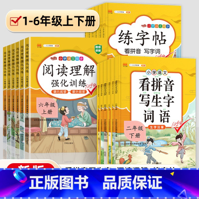 练字帖 一年级上 [正版]小学阅读理解强化训练专项训练一年级下册看拼音写生字练字帖二三四五六年级上册同步训练练习册字帖生