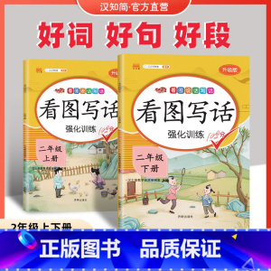 二年级上册+下册 [正版]看图写话二年级上册下册人教版 每日一练专项强化训练范文大全小学生看图说话入门到精通思维导图阅读