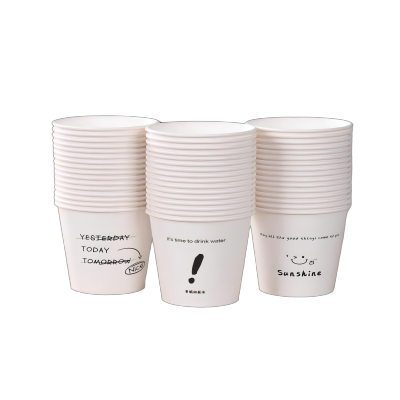 祥铁 ins风一次性纸杯子家用加厚加硬食品级高级感白色黑色办公室水杯 包