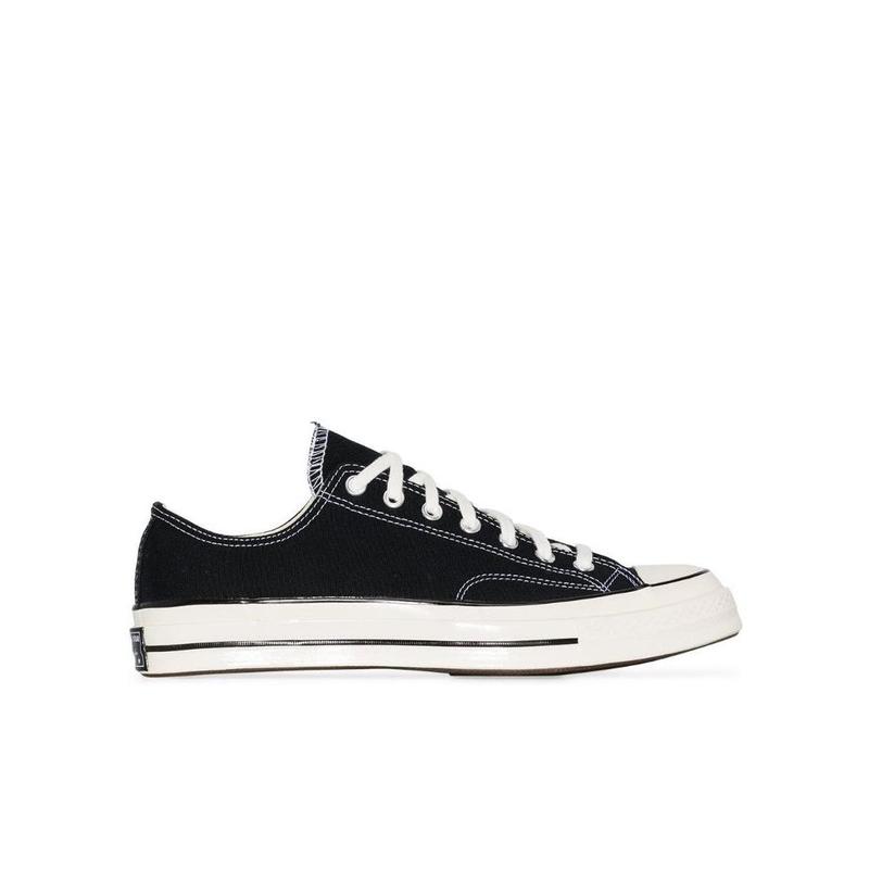 匡威(CONVERSE)黑色logo标志帆布跑鞋男平底圆头正面系带踝部拉链