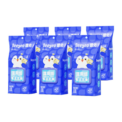德佑湿厕纸80片*6包壁挂式企鹅2001DYFP077(包装随机)
