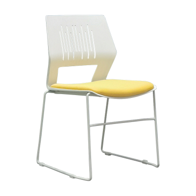 臻远 ZY-7486 简约培训椅办公会议椅电脑椅靠背椅 白架黄垫
