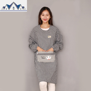 棉长袖围裙罩衣大人时尚女家用厨房做饭大人男套褂反穿衣工作服 三维工匠