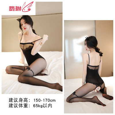 情趣内衣丝袜小胸平胸套装骚开档性感连体衣免脱情趣诱惑紧身费琳