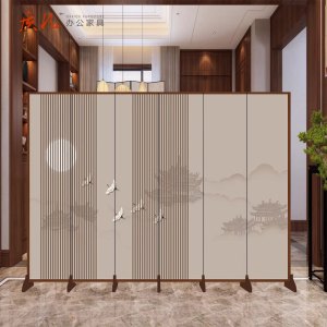 质凡新中式屏风隔断办公室客厅餐厅酒店茶室遮挡简约现代折叠移动折屏