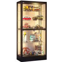 戴劲 透明展柜手办展示柜带灯玻璃柜模型陈列柜双门五层800*400*1800mm