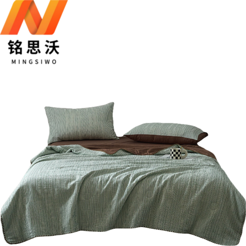 铭思沃三件套1.5*2.0m床 绿条纹 套