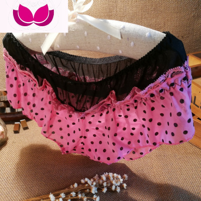 七斓日系甜美裙摆款三角裤女士柔软纱透明性感三角内裤女促