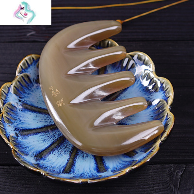 厚白水牛角梳子天然按摩头部经络疏通女梳子大齿宽齿卷你那么美面部头部养生套装