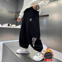 男童加绒裤子新款男孩冬季运动大儿童秋冬款一体绒加厚卫裤潮