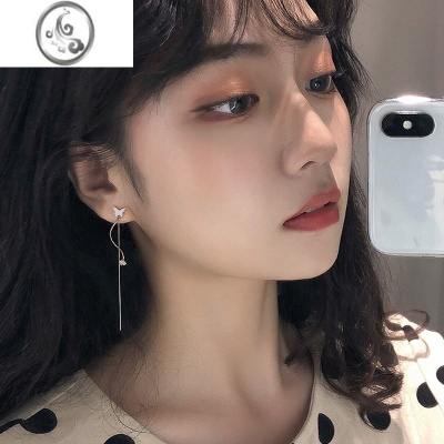 JiMi2023年新款蝴蝶耳环长款高级感流苏耳坠个性耳饰925银银耳钉