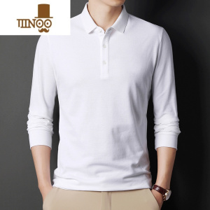 YANXU爸爸长袖t恤男中年男士纯色polo衫中老年人夏装宽松薄款上衣