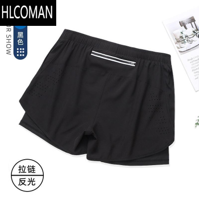HLCOMAN跑步短裤男专业马拉松田径三分裤速干内衬裤子运动假可放手机