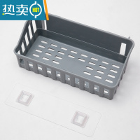 敬平卫生间置物架免打孔浴室厕所壁挂式收纳架厨房挂篮洗手间壁挂架子 灰色2个装(连体透明)牢固浴室置物架