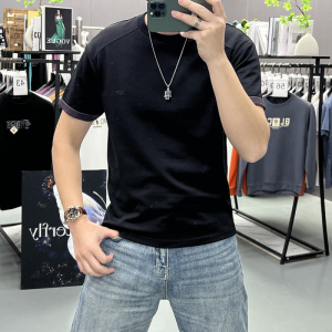 春夏新款短袖T恤男宽松重磅圆领T桖潮流简约半袖t上衣休闲体恤衫