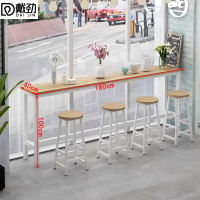 戴劲家用吧台奶茶店高脚桌商业长条桌酒吧台桌椅组合180*40*100+4凳