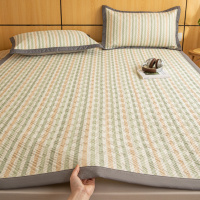 简约条纹纯棉老粗布凉席三件套夏季空调席可折叠软席子榻榻米炕盖_407