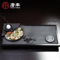 家柏饰(CORATED)乌金石茶盘创意莲花流水雾化家用简约石材茶台功夫茶石头茶海