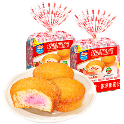 达利园 注心草莓派230gx2袋(20枚) 蛋糕早餐面包糕点办公休闲零食点心食品