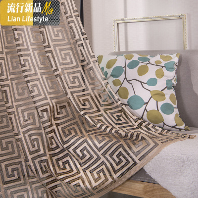 中式古典咖啡色客厅书房茶楼院窗帘加厚遮光纱帘窗纱成品推荐 三维工匠