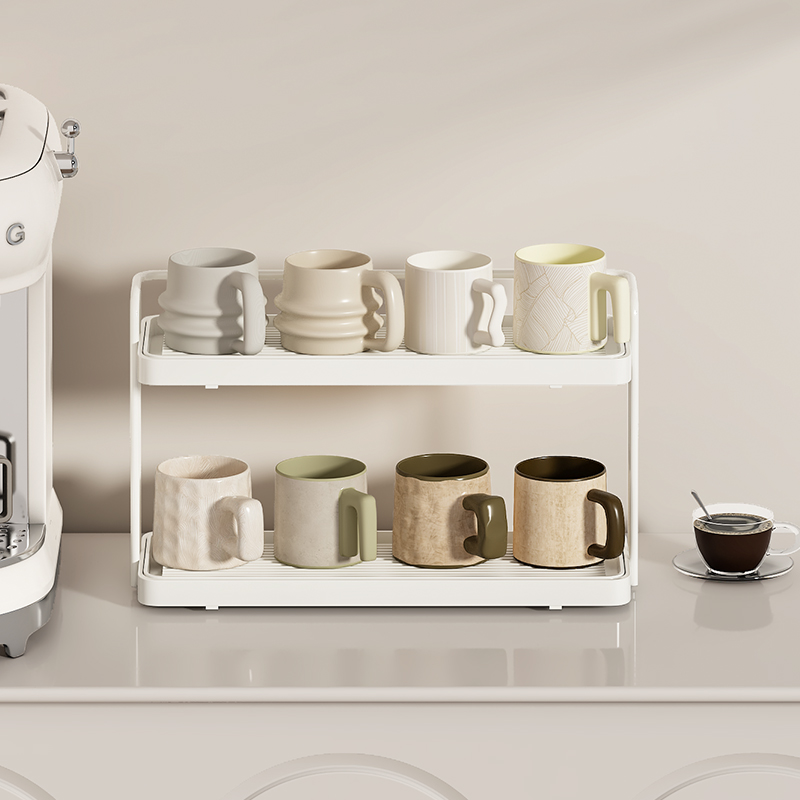 桌面杯子置物架高级感餐桌台面小型双层放茶水杯咖啡杯沥水架