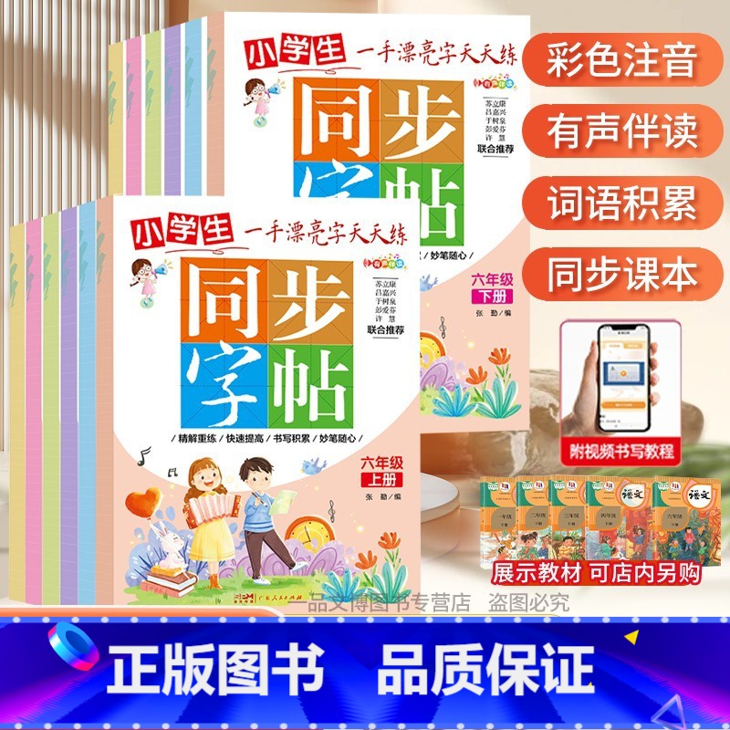 一手漂亮字天天练 小学全套[12本] 小学通用 [正版]控笔小学生练字帖一年级二年级三四五六字帖上册下册笔画笔顺练语文生