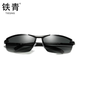 铁青偏光太阳镜日夜两用变色夜视驾驶开车墨镜 Y26 副 黑框变色