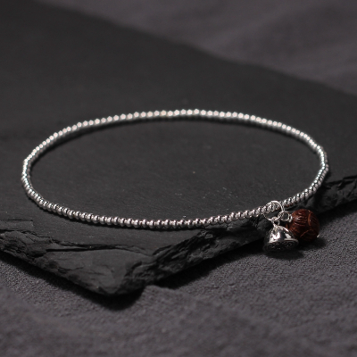 原创设计手工纯银脚链复古森系银饰女款饰品简约银珠脚饰采莲曲送女朋友老婆情人节七夕生日礼物