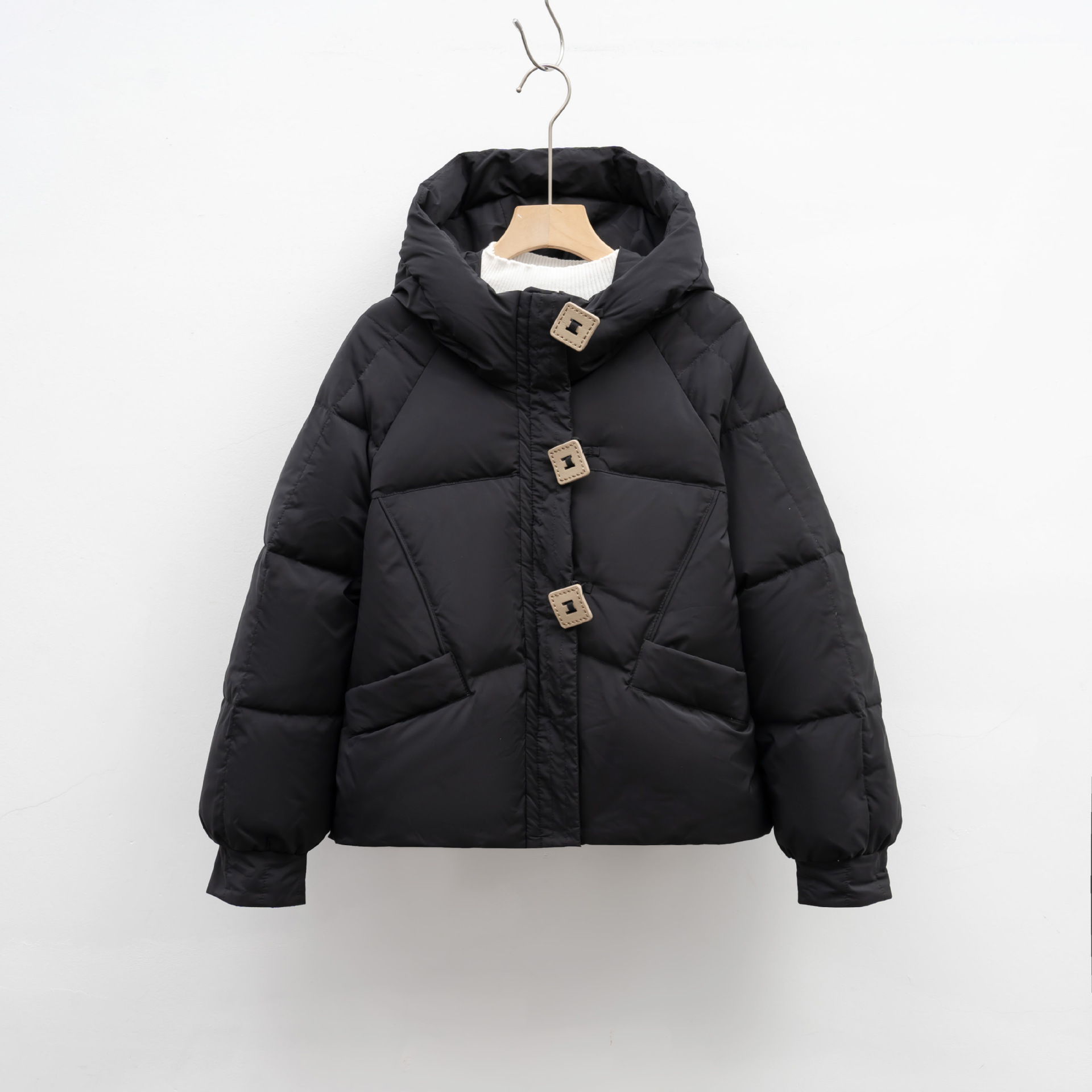 冬季新款韩版糖方扣羽绒服宽松学生小个子连帽面包服外套