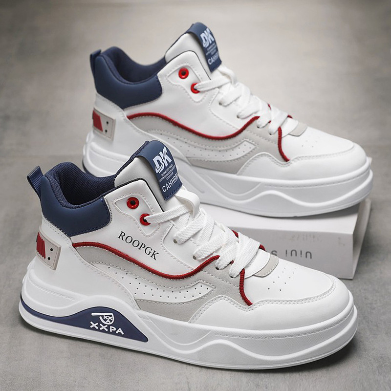 男士四季可穿时尚舒适透气平跟浅口拼色休闲百搭日常松紧带板鞋