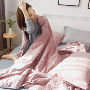 美帮汇日式水洗棉全棉空调被四件套全棉夏凉被单双人学生薄被子春秋被芯