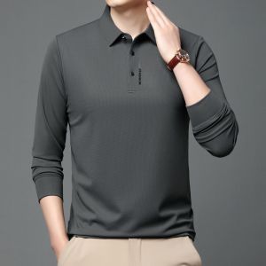 啄木鸟字母打底衫内搭长袖男士秋冬新款抗皱中老年爸爸翻领polo衫
