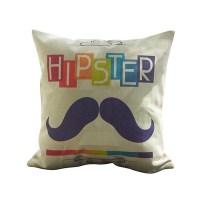 家柏饰(CORATED)抱枕欧式棉麻用布艺卧室客厅沙发几何办公大靠背靠垫套 胡子 45X45cm[枕套]
