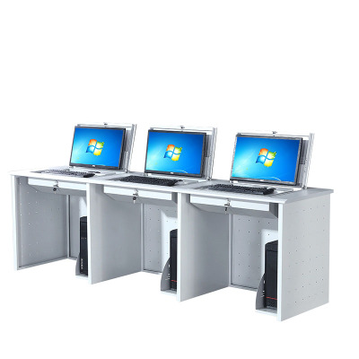 戴劲 翻转桌隐藏式多媒体电教室机房电脑桌嵌入式课桌 040三人位