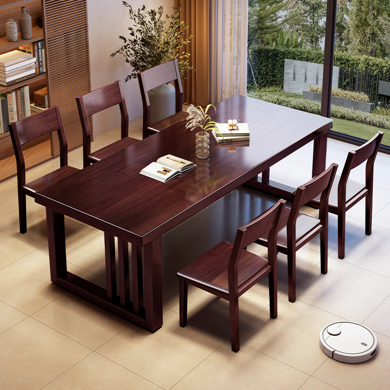 实木书桌餐桌一体桌两用去客厅化大板桌家用多人学习桌阅读工作台