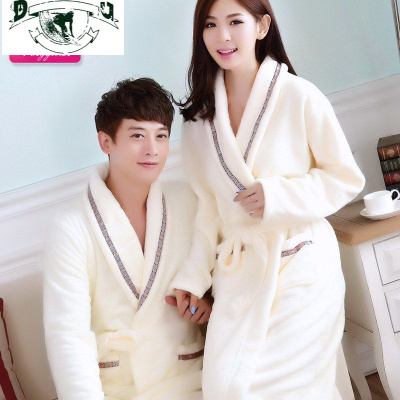 HLCOMAN法兰绒睡衣情侣酒店浴巾浴袍睡袍男女冬季加厚珊瑚绒春秋长款浴衣