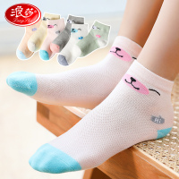 浪莎儿童袜子女童春秋薄款公主女孩童袜中筒宝宝可爱网眼夏季短袜_83
