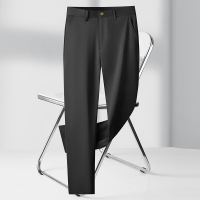 高端桑蚕丝休闲裤直筒宽松年夏款商务西裤高弹薄款纯色经典男裤子