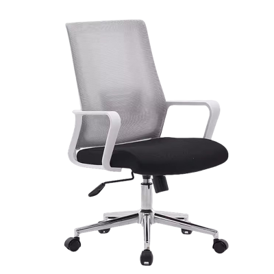 迅迈 灰背+黑垫转椅 办公椅 会议椅 会客椅 培训椅 麻将椅 钢架椅网布舒适电脑椅500*530*1030mm