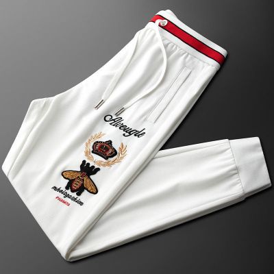 潮刺绣夏季薄款透气裤子男宽松百搭韩版潮流男士时尚休闲运动裤聿垣格