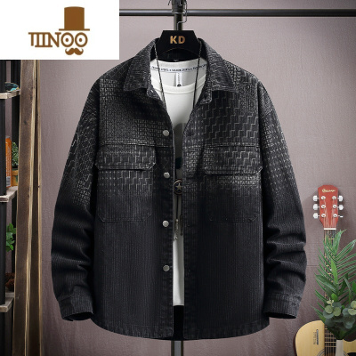 YANXU2023秋季新款渐变水洗牛仔外套男生夹克青少年宽松休闲帅气上衣服