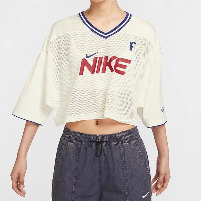 NIKE耐克运动休闲舒适透气V领五分袖女装HF6288-133 D