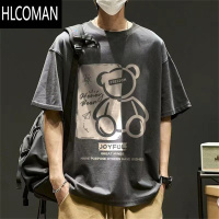 HLCOMAN潮流港风美式复古卡通短袖T恤男夏季ins潮牌宽松百搭帅气