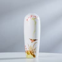 新中式陶瓷小花瓶三件套桌面插干花水培摆件玄关茶室小清新花器 三维工匠 A款小号高度9.5肚径10
