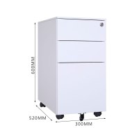 臻远 ZY-HDGB-18 钢制活动柜办公文件柜三抽储物矮柜 300宽侧拉款白色