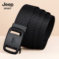 JEEP吉普男士皮带无牙自动扣帆布腰带中青年户外休闲尼龙编织军训