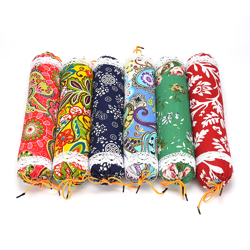 梦佳莉 艾草颈椎枕老粗布糖果圆柱枕单人家用 PJ003 颜色花色随机 一个